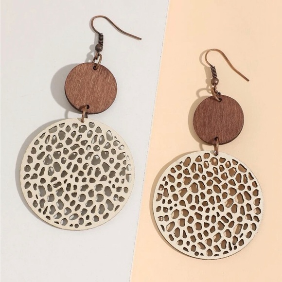 🆕 Wooden Drop Earrings - Picture 2 of 4